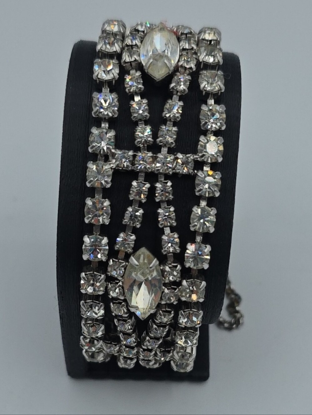 Crystal Multi-Row Bracelet - Silver Clear Stones